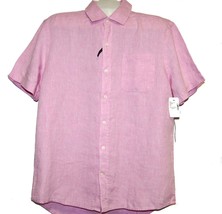 Saks Fifth Avenue Pure Luxury Linen Men&#39;s Pink Degrade Shirt Sz L Classic Fit  - £47.55 GBP