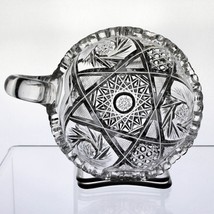 American Brilliant Pinwheel &amp; Cane Cut Handled Nappy Bowl, Antique ABP Glass 5&quot; - £15.73 GBP