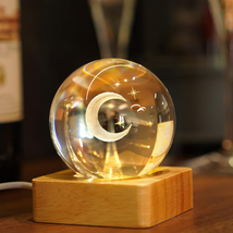 ZEERSHEE 60Mm Crystal Ball with Stand 3D Glass Laser Engraved Moon Sphere Paperw - $15.13