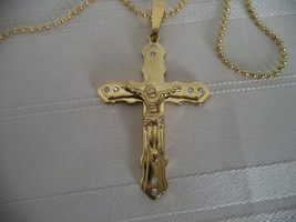 Unisex Gold Colored Cross Necklace. - £11.30 GBP
