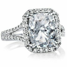 Cushion 3.50Ct Simulated Diamond Halo Engagement Ring 14K White Gold in Size 9.5 - £201.31 GBP