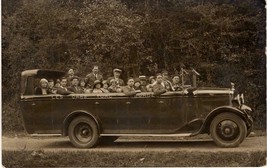 ~1915 Real Photo Post Card: Antique crowded open air bus Lourdes tour - $640.87 MXN