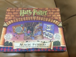 Harry Potter Magic Puzzle Used Incomplete 3 two-sided puzzles &amp; Magic cards - £4.65 GBP