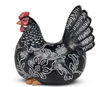 Black Engraved Hen Statue Sitting Country Detail Farm Life 8&quot; Long Resin - $39.59