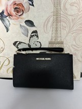 Michael Kors Jet Set Travel Double Zip Leather Phone Case Wallet Black. ... - $57.62