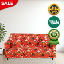 Anyhouz Sofa Cover Orange Christmas Snowman Design Stretchable Non Slipcover - £46.43 GBP+