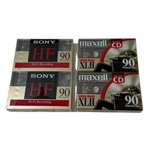 90 Minutes Audio Cassette 2 Maxell XLII 2 Sony HF New Factory Sealed Lot of 4 - £17.66 GBP