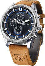 FORSINING Brown Men&#39;s Transparent Sport Watch, Luxury Genuine Leather St... - $69.99+