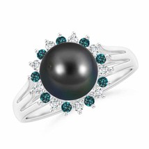 ANGARA Tahitian Pearl and Blue Diamond Ring for Women, Girls in 14K Solid Gold - £651.59 GBP