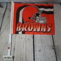 Vtg Cleveland Browns NFL Thick Car Auto Flag Fan Rico Industries Tag Express - £10.86 GBP