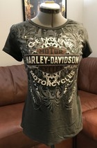 Harley-Davidson Woman&#39;s Top Size Small with Bar and Shield Logo Sequins Beaded - £36.10 GBP
