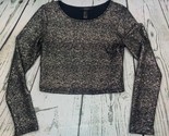 Black Gold Glitter Long Sleeve Crop Top Size Small - $14.25