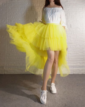 Yellow High Low Tulle Maxi Skirt Outfit Women Custom Plus Size Layered Tutu Skir image 7