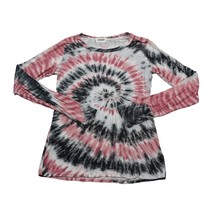 No Boundaries Shirt Womens XS Pink Black NOBO Tye Dye Stretch - £12.61 GBP