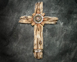 Rustic Western Wagon Spoke Styled Inspirational Cross  - £14.33 GBP