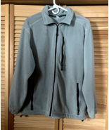 LL Bean Mens Large Mint Green Fleece Full Zip Jacket Pockets Mock Collar... - $23.49
