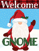 Welcome Gnome Christmas Santa Winter Holiday Classic Retro Metal Tin Sig... - £17.29 GBP