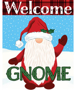 Welcome Gnome Christmas Santa Winter Holiday Classic Retro Metal Tin Sig... - £17.24 GBP