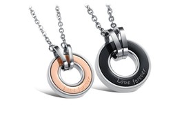 Korean Style Circle Pendant Necklace Set for Couples - £15.18 GBP
