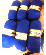 LOT 6 Alize Angora Crochet Yarn,  Yarn, Angora REAL 40  COLOR NAVY BLUE - £39.47 GBP