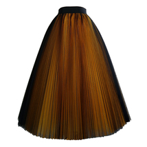 Yellow Black A-Line Pleated Tulle Skirt Outfit Women Plus Size Tulle Midi Skirt image 6