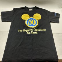 Walt Disney World ~50th HAPPIEST CELEBRATION ON EARTH~ Black Henley Shir... - £10.02 GBP