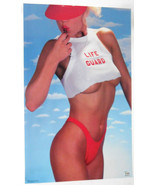 LIFE GUARD POSTER FROM 1986 FEMALE PINUP MODEL VINTAGE! - £31.45 GBP