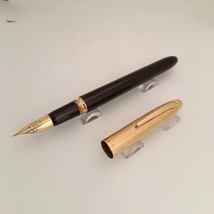 Sheaffer Crest 593 Black with 23kt Electroplated Cap Fountain Pen Made in USA - £230.09 GBP