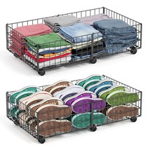 Under Bed Storage Containers With Wheels, Upgraded Large Metal Under Bed... - £73.52 GBP