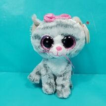 Kiki Cat TY Beanie Boo Gray Striped Pink Sparkle Bow Tie Plush Stuffed A... - $20.79 CAD