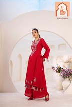 Stunning Red Rayon Cord Set with Thread &amp; Real Mirror Work, Tassels, and... - $65.00