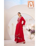 Stunning Red Rayon Cord Set with Thread &amp; Real Mirror Work, Tassels, and... - $65.00