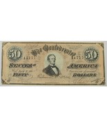 1864 CT-66 $50 Confederate Civil War Porker Bank Note PC-238 - $337.49