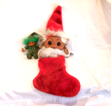 TROLL Large 31&quot; Merry Christmas Stocking Retro Smithy Norfin + Lil Elf Troll Tag - $17.82