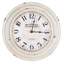 Rustic Wall Clock White Shabby Chic Round Plastic Antique Battery - £38.70 GBP