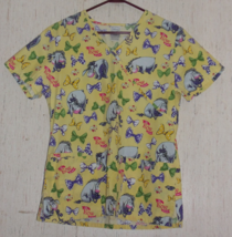 EXCELLENT WOMENS Disney Eeyore &quot;Oh, Bow is me!&quot; NOVELTY PRINT SCRUBS TOP... - £18.30 GBP