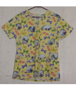 EXCELLENT WOMENS Disney Eeyore &quot;Oh, Bow is me!&quot; NOVELTY PRINT SCRUBS TOP... - $31.79 CAD