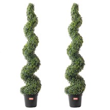 VEVOR 2 Pack 5&#39; Artificial Boxwood Topiary Tree Faux Plant UV Decor In/Outdoor - $242.52