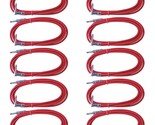 10 Pack Red 6 Foot Ft 1/4 Right To Straight Instrument Guitar Patch Cord... - $58.99