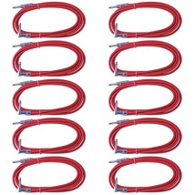 10 Pack Red 6 Foot Ft 1/4 Right To Straight Instrument Guitar Patch Cord Cables - £63.14 GBP