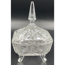 VTG Crystal glass Bonbonniere bowl with lid candy dish finial - $37.57 CAD