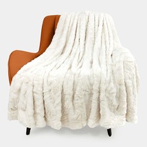 Toonow Faux Fur Luxury Throw Blanket,Double Side Soft Fluffy Shaggy Fuzzy, White - £27.17 GBP