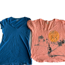 American Eagle Shirts Sz Large Lot 2 Womens Blue Thin Short Sleeve Logo Graphic - £15.21 GBP