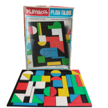 Milton Bradley Playskool Play Tiles Peg Board &amp; Tiles Many Shapes Colors 1980 - £7.28 GBP