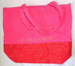 Victoria&#39;s Secret Pink Red Logo Canvas Open Tote Bag - $12.19