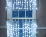 Illuminated Sheer Cafe Curtain Set White 2 Panels White LED Christmas Li... - $33.24