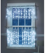 Illuminated Sheer Cafe Curtain Set White 2 Panels White LED Christmas Li... - £26.13 GBP