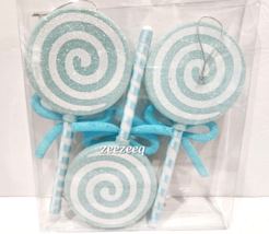 3pc Christmas Blue Pastel Gingerbread Lollipop Candyland Candy Tree Ornaments 8&quot; - £19.60 GBP