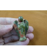 YANG-557 green orange unakite Guardian Angel GEMSTONE stone figurine lov... - $18.69