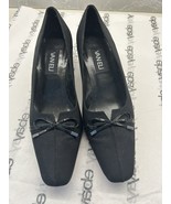 VAN ELI WOMEN&#39;S BLACK FABRIC PATENT LEATHER BOW &amp; HEEL  SIZE 8 - $380.23 MXN